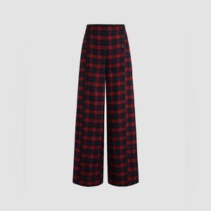 Wide Leg Flannel Pant with Buttons
